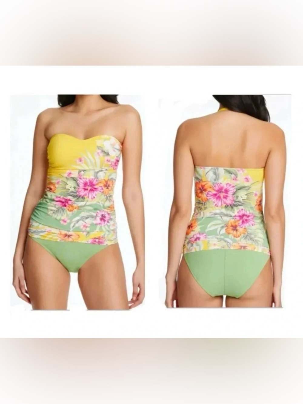 Bleu Rod Beattie  Paradiso Bandeau Tankini Top and Sarong Hipster Bottom